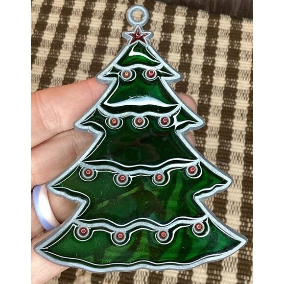 Christmas Stained Glass Suncatchers 9 Vintage Holly Bells Tree Candle Cat Santa - Picture 16 of 16